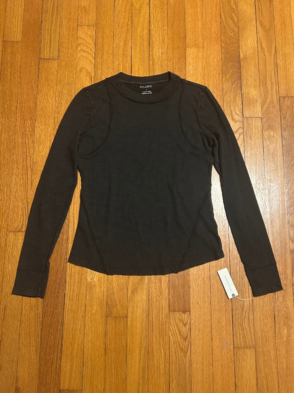 NWT Anthropologie Pilcro Long Sleeve Black Tee Women’s S